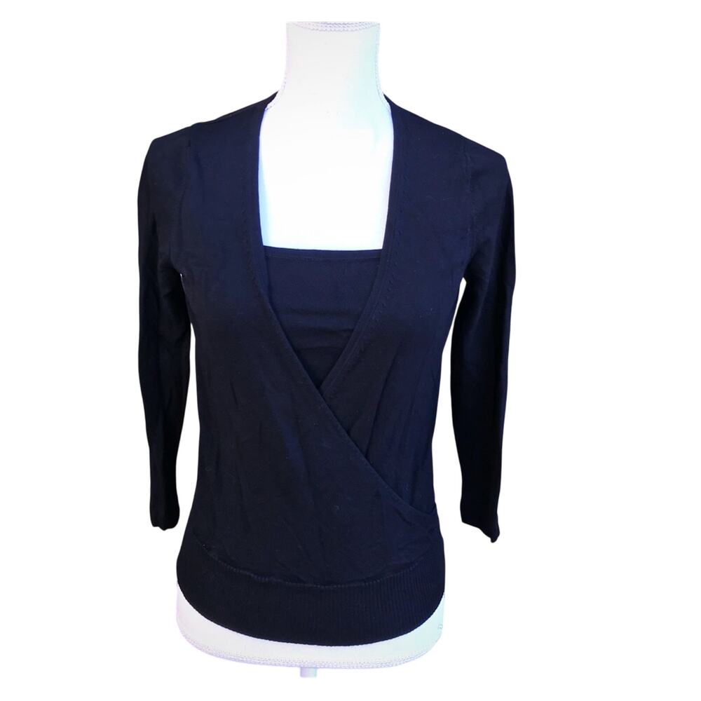 BCBGMAXAZRIA Women Y2K Black Sweater Top Size Small Fairy Grunge Feminine